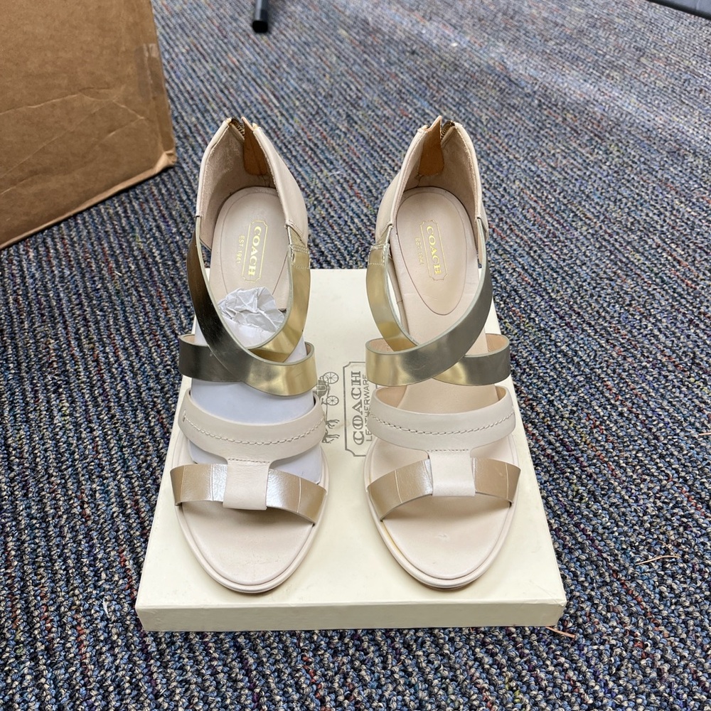 Coach Metallic Gold and Cream Strappy Sandals